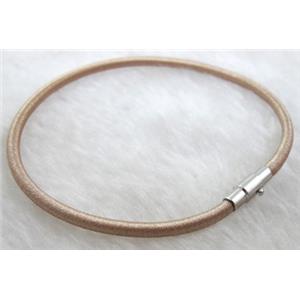 silk-braiding Rubber bracelet, magnetic clasp, 3mm dia, 9 inch (23cm) length