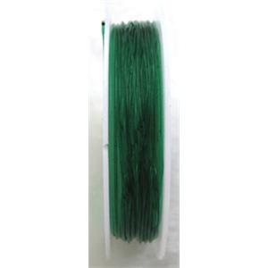 Crystal Wire, stretchy, round, deep-green, 1.0mm dia, 5meters per roll
