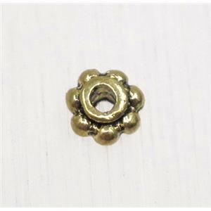 tibetan silver spacer zinc beads, non-nickel, antique gold, approx 4.8mm dia