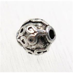 tibetan silver alloy beads, non-nickel, approx 8.5mm dia