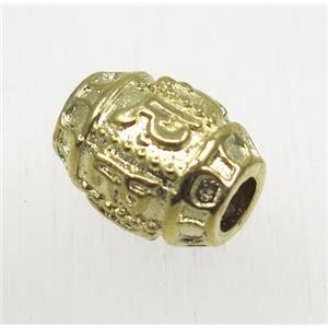 tibetan silver alloy barrel beads, non-nickel, gold plated, approx 9.5x12mm, 3.5mm hole