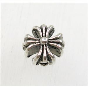 tibetan silver alloy cross beads, non-nickel, approx 10mm dia