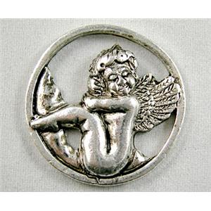 tinkerbell, Tibetan Silver angel charm, 28mm dia