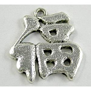 Tibetan Silver Chinese Blessing  pendant, 20x22mm