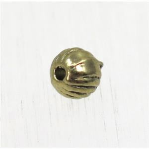 round tibetan silver zinc beads, non-nickel, antique gold, approx 4.5mm dia