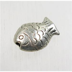 tibetan silver zinc fish beads, non-nickel, approx 10.5x14.5mm