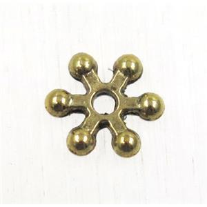 tibetan silver spacer daisy beads, non-nickel, antique gold, approx 8mm dia