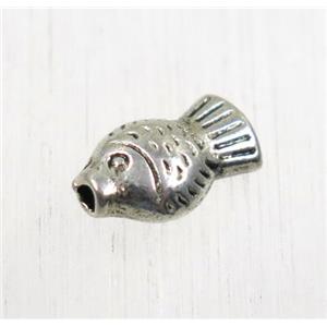tibetan silver zinc fish beads, non-nickel, approx 5.5x9mm