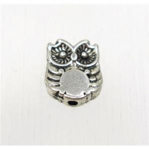tibetan silver zinc owl beads, non-nickel, approx 8x10mm