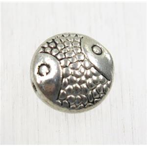 tibetan silver zinc fish beads, non-nickel, approx 10mm dia