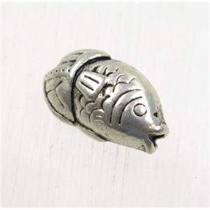 tibetan silver zinc fish beads, non-nickel, approx 8.5x15mm