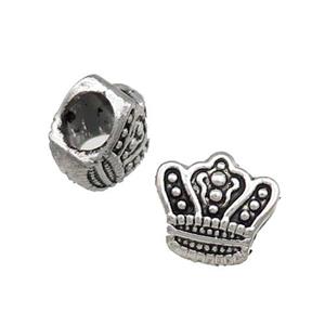 Tibetan Style Zinc Crown Beads Large Hole Antique Silver, approx 10-11mm, 5mm hole