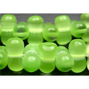 Cats eye beads, peanut, green, 6x12mm, 78beads per st.