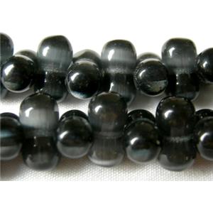 Cats eye beads, peanut, metallic grey, 6x12mm, 78beads per st.