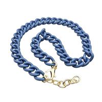 Aluminium Necklace Blue Painted, approx 13-16mm, 40-45cm length