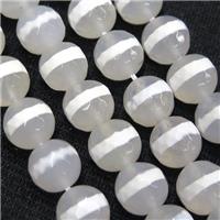 faceted round Tibetan Agate Beads, line, approx 6mm dia