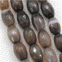coffee Agate beads, faceted barrel, approx 8-12mm