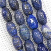 faceted blue Lapis Lazuli barrel beads, approx 8-12mm