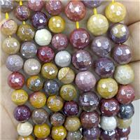 faceted round Mookaite Beads, electroplated, approx 8mm dia