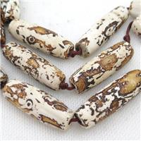 petrified wood agate beads, rice, approx 14-40mm