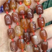 Natural Agate Barrel Beads Red Dye, approx 10-14mm