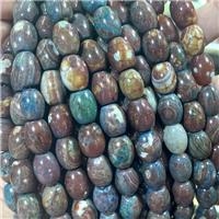 Natural Agate Barrel Beads Blue Dye, approx 12-16mm
