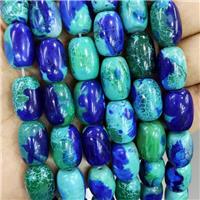 Natural Agate Barrel Beads Green Blue Dye, approx 12-18mm