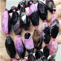 Pink Druzy Agate Beads Faceted Rice Dye, approx 15-40mm, 9pcs per st