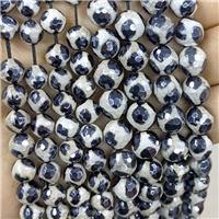 Tibetan Agate Beads Faceted Round Football Electroplated, approx 8mm dia