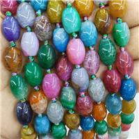 Natural Agate Beads Rice Mixed Color Dye, approx 10-14mm