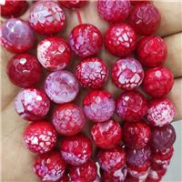 Red Veins Agate Beads Dye Faceted Round, approx 14mm dia