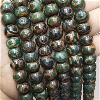Tibetan Agate Beads Green Eye Smooth Rondelle, approx 10-14mm