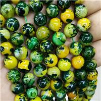 Natural Agate Beads Yellow Green Dye Smooth Round, approx 10mm dia