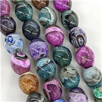 Natural Agate Barrel Beads Mixed Color Dye, approx 16-17mm
