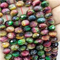 Natural Tiger Eye Stone Beads Faceted Rondelle Multicolor Dye, approx 10mm