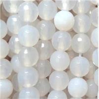 white Agate Stone Bead, faceted round, 12mm dia, approx 33pcs per st