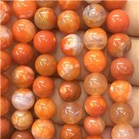 round orange agate beads, approx 8mm dia