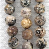 round Coral Fossil Beads, approx 8mm dia