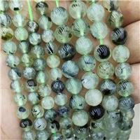 green Prehnite Beads, round, approx 8mm dia