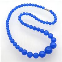 royal blue Malaysia Jade Necklaces with screw clasp, approx 6-14mm, 45cm length