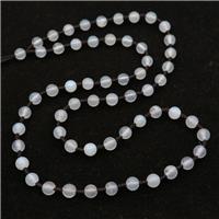 Agate Necklace Chain, knot, white dye, round, approx 6mm, 60cm length