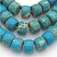 blue Imperial Jasper barrel Beads, approx 10x14mm