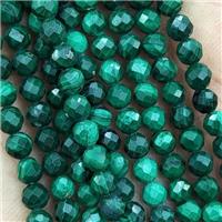 Natural Malachite Beads Tiny Faceted Round AA-Grade, approx 2mm
