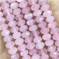 Pink Rose Quartz Beads Faceted Rondelle, approx 4x6mm