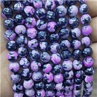 Hotpink Fire Agate Beads Faceted Round Electroplated, approx 8mm dia