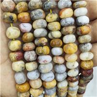 Natural Yellow Crazy Lace Agate Rondelle Beads Square, approx 10-12mm