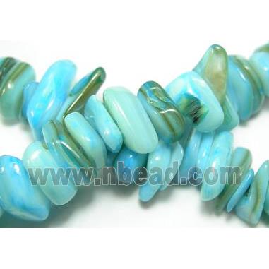 15.5 inches string of freshwater shell beads, freeform, blue